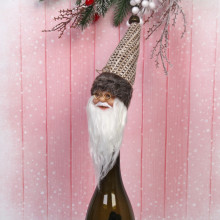 Украшение на бутылку "Дед Мороз в сером колпаке" 25 см, нарядный колпачок