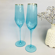 Бокал для шампанского 180мл "ICE CRYSTAL" в наборе 4шт, голубой