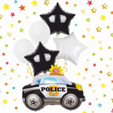 Воздушные шары 6 шт, 45см,12"/24см, 64см "Полицейская машина"