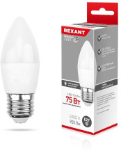 Лампа светодиодная Rexant, 9,5Вт, свеча, E27, 220В, 903Лм, 2700К (10)