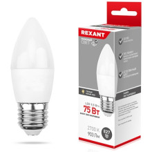 Лампа светодиодная Rexant, 9,5Вт, свеча, E27, 220В, 903Лм, 2700К (10)