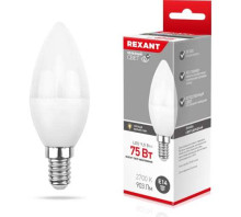 Лампа светодиодная Rexant, 9,5Вт, свеча, E14, 220В, 903Лм, 2700К (10)