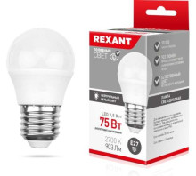 Лампа светодиодная Rexant, 9.5Вт,шар G45, E27, 220В, 903Лм, 2700К (10)