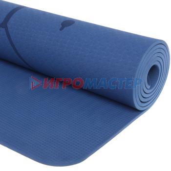 Коврик для йоги "Мандала" 183*61*06 см (ТРЕ), синий