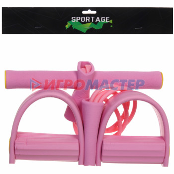 Эспандер универсальный с упорами для ног "Fitness" 45*25 см (нагрузка 18 кг), розовый