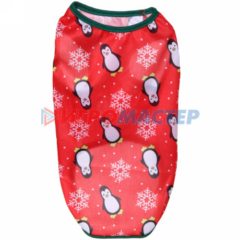 Майка для собаки "Новогодний БУМ-Веселые Пингвины" размер XL (50*40см) Ultramarine
