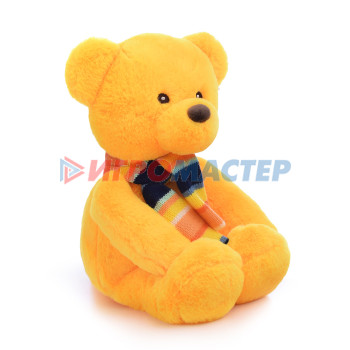 Мягкая игрушка Медведь Люк, желтый с шарфом, 45см