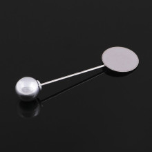 Основа для булавки с шариком d=1 см (набор 5шт), L=5 см, площадка 1,5см, цвет серебро