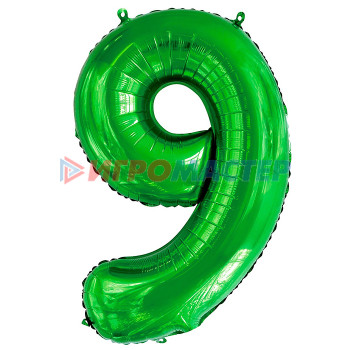 Надувные шары Шар (34&#039;&#039;/86 см) Цифра, 9, Slim, Зеленый, 1 шт. в упак.