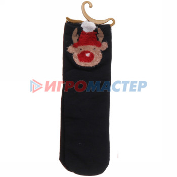 Носки женские "Рождественское чудо", микс 4 цвета, р-р 36-39 (крючок, пакет, стикер)