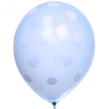 Воздушные шары "Горошек" 5шт 12"/25см голубой