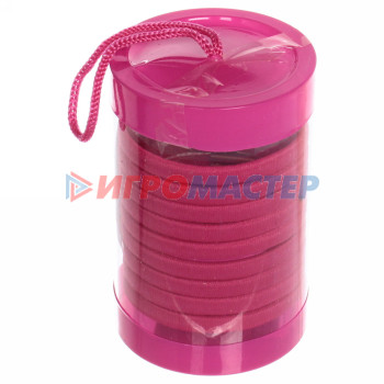 Резинки для волос детские в тубе 9шт "ЗАБАВА", цвет розовый, d-4см (наклейка Кокетка)
