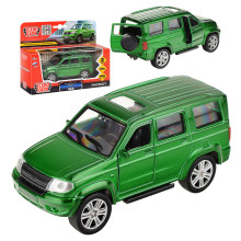 Машина металл УАЗ Patriot 12см,(откр. двери и багажник,зеленый) инерц. в коробке