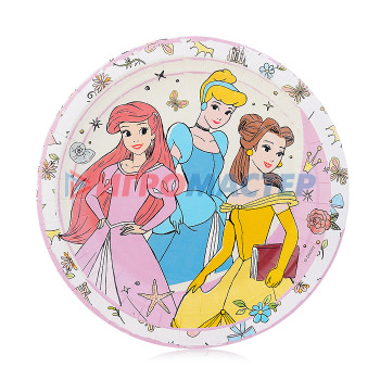 Сервировка стола Набор бумажных тарелок, рисованные Принцессы. 2D, 6 шт d=180 мм