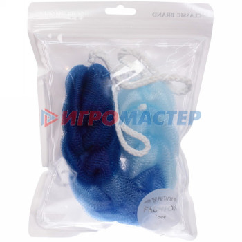 Мочалка для тела полипропиленовая "Косичка-Премиум", цвет сине/голубой, 31*5см, 60грамм, Zip пакет