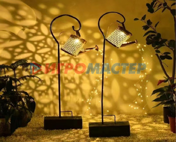 Декоративное освещение Светильник дачный на солнечной батарее "Чайник Орнамент" 21*9.5*14.5 см, 37 ламп LED (6 нитей, длина 55 см, подставка 79 см)
