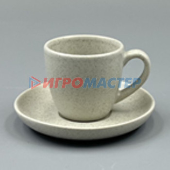 Чайные, кофейные наборы Кофейная пара керамическая "Stone" (кружка 80мл+блюдце)