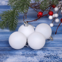 Новогодние шары 5 см (набор 4 шт) "Матовый", белый