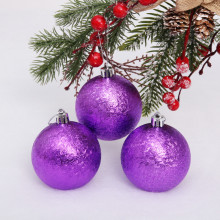 Новогодние шары 7см (набор 3шт) "Мягкий блеск", фиолетовый