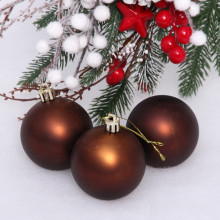 Новогодние шары 6 см (набор 3 шт) "Матовый", шоколад