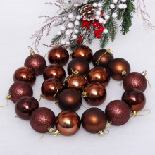 Новогодние шары 6 см (набор 24 шт) "Микс фактур", шоколад