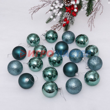 Новогодние шары 6 см (набор 24 шт) "Микс фактур", темный нефрит