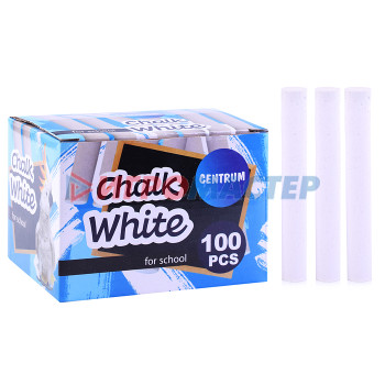 Мел белый и цветной Мелки школьные белые круглые в картонной упаковке 100 шт.
