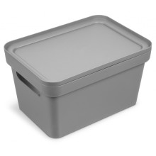 Коробка для хранения с крышкой "Фортуна", цвет серый, 27*19*15см С745СЕР