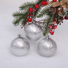Новогодние шары 7см (набор 3шт) "Мягкий блеск", серебро
