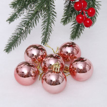 Новогодние шары 4 см (набор 6 шт) "Глянец", розовое золото