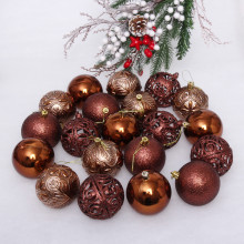 Новогодние шары 8 см (набор 24 шт) "Фактурный микс", шоколад
