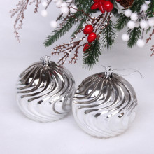 Новогодние шары 10 см (набор 2 шт) "Рельеф", серебро