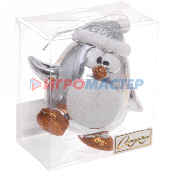 Ёлочная игрушка "Весёлый пингвинёнок" 11*6*11 см, серебро