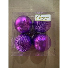 Новогодние шары 5 см (набор 4 шт) "Лесная тайна", фиолетовый