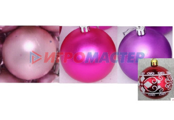 Ёлочные игрушки, шары Новогодние шары 7см (набор 3шт) "Ажур", розовый/фуксия/фиолетовый