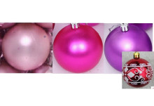 Новогодние шары 7см (набор 3шт) "Ажур", розовый/фуксия/фиолетовый
