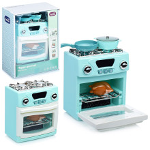 Бытовая техника A1003-2 &quot;Кухонная плита&quot; с набором посуды, бирюзовый, (свет, звук) в коробке