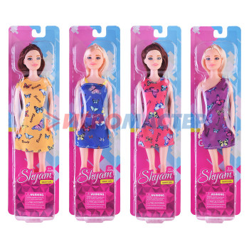 Куклы аналоги Барби Кукла LY562-D в платье с бабочками, на листе
