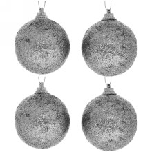 Новогодние шары 5 см (набор 4 шт) "Блестящее напыление", серебро
