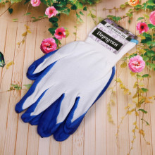 Перчатки нейлоновые с резиновым покрытием полуоблитые 8 размер синие ДоброСад