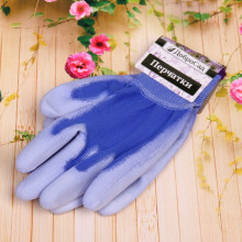 Перчатки нейлоновые "Баланс" с покрытием полуоблитые, голубые 8 р-р ДоброСад