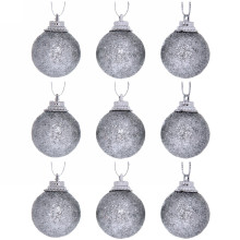 Новогодние шары 3 см (набор 9 шт) "Блестящее напыление", серебро