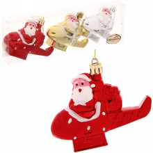 Ёлочные игрушки "Новогодний самолет" 9 см, микс (набор 3 шт)