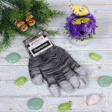 Перчатки нейлоновые "Аурэль" с ПВХ покрытием облив пальцев и точкой, серый меланж 8 р-р ДоброСад