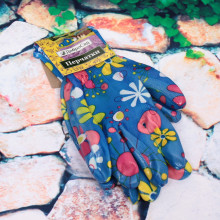 Перчатки нейлоновые "Фантазия-Одуванчики" с резиновым покрытием полуоблитые 8 р-р ДоброСад