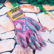 Перчатки нейлоновые "Фантазия-Радужное настроение" с резиновым покрытием покрытием полуоблитые 8 р-р ДоброСад