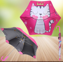 Зонт детский безопасный «KidsZontik», Кошечка, светоотраж. элементы, плотный винил, длина 65см, d-90см