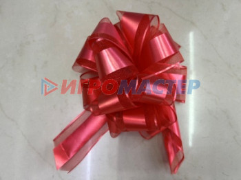 Банты, ленты, клейкая лента Бант для оформления подарка "Чудо" 5 см, d=15 см, Красный