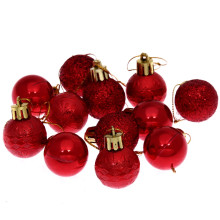 Новогодние шары 3 см (набор 9 шт) «Микс фактур», красный