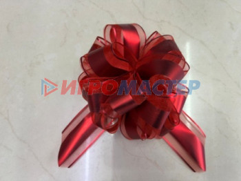 Банты, ленты, клейкая лента Бант для оформления подарка "Изящный подарок" 5 см, d=15 см, Красный